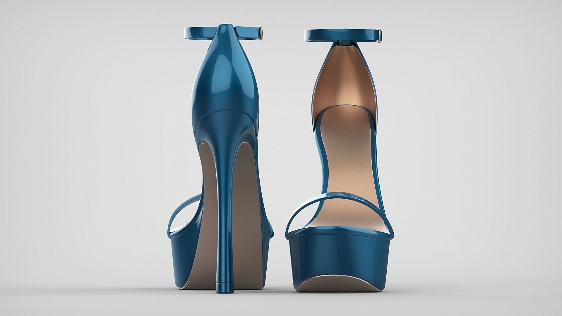 Beautiful Open Toe Ankle Strap High Heel Platform Sandals 3D model_42