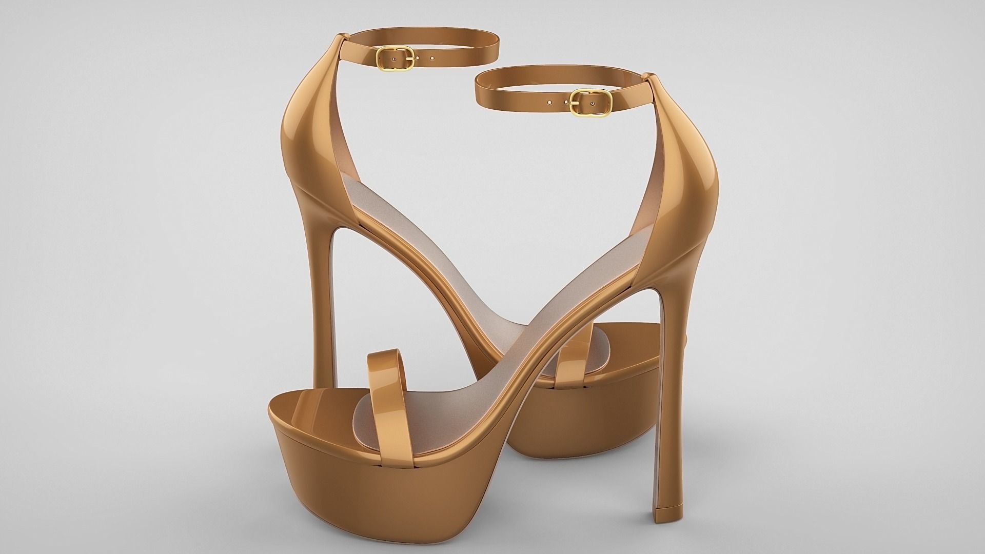 Beautiful Open Toe Ankle Strap High Heel Platform Sandals 3D model_55