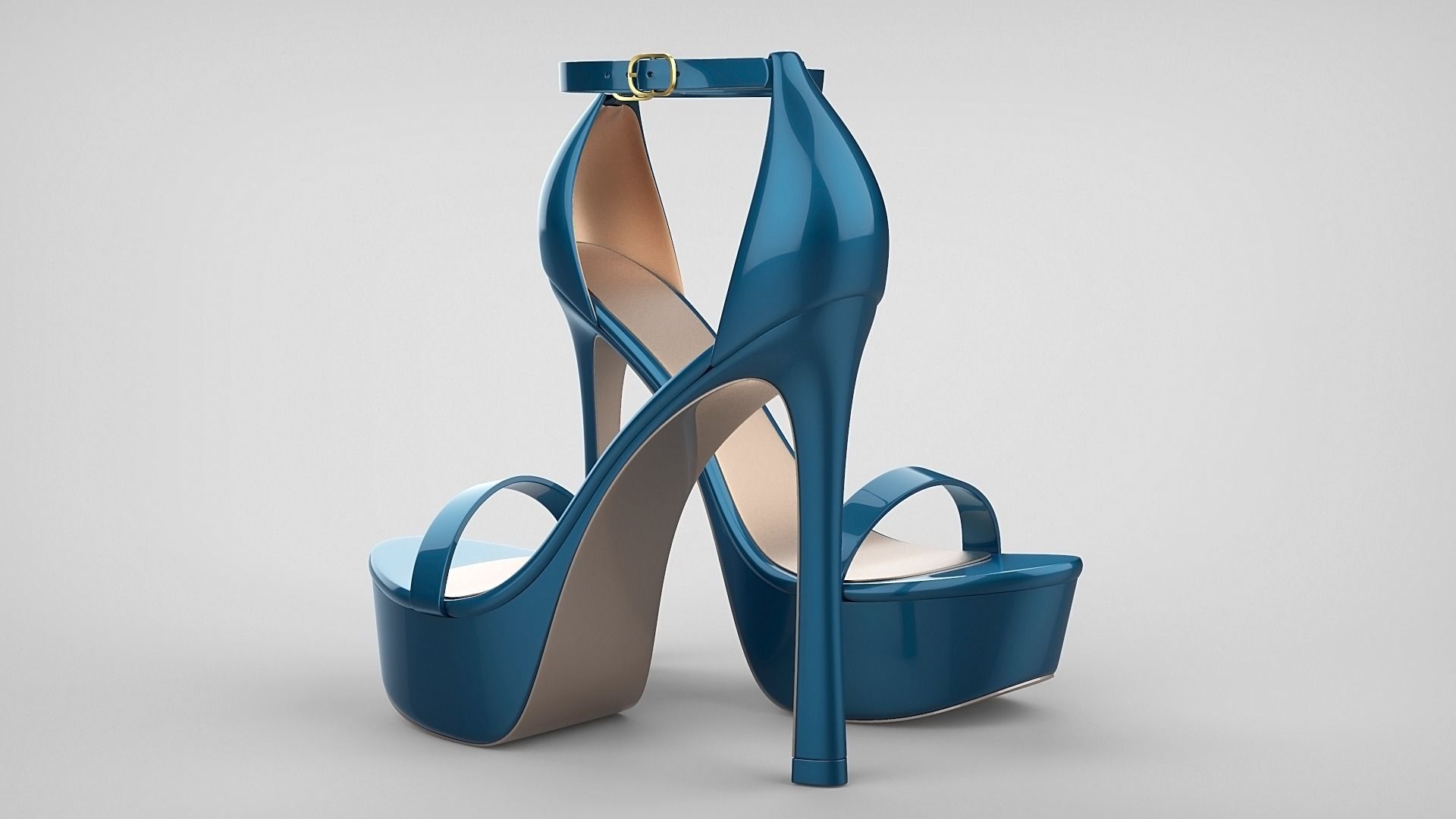 Beautiful Open Toe Ankle Strap High Heel Platform Sandals 3D model_41