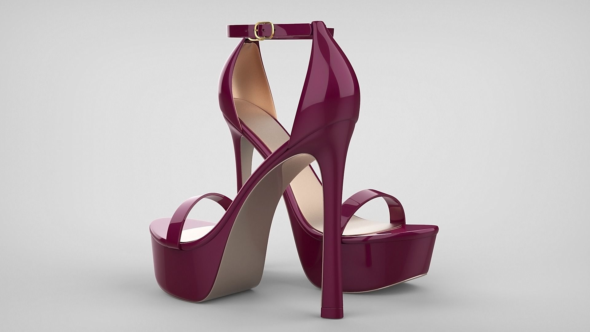 Beautiful Open Toe Ankle Strap High Heel Platform Sandals 3D model_25