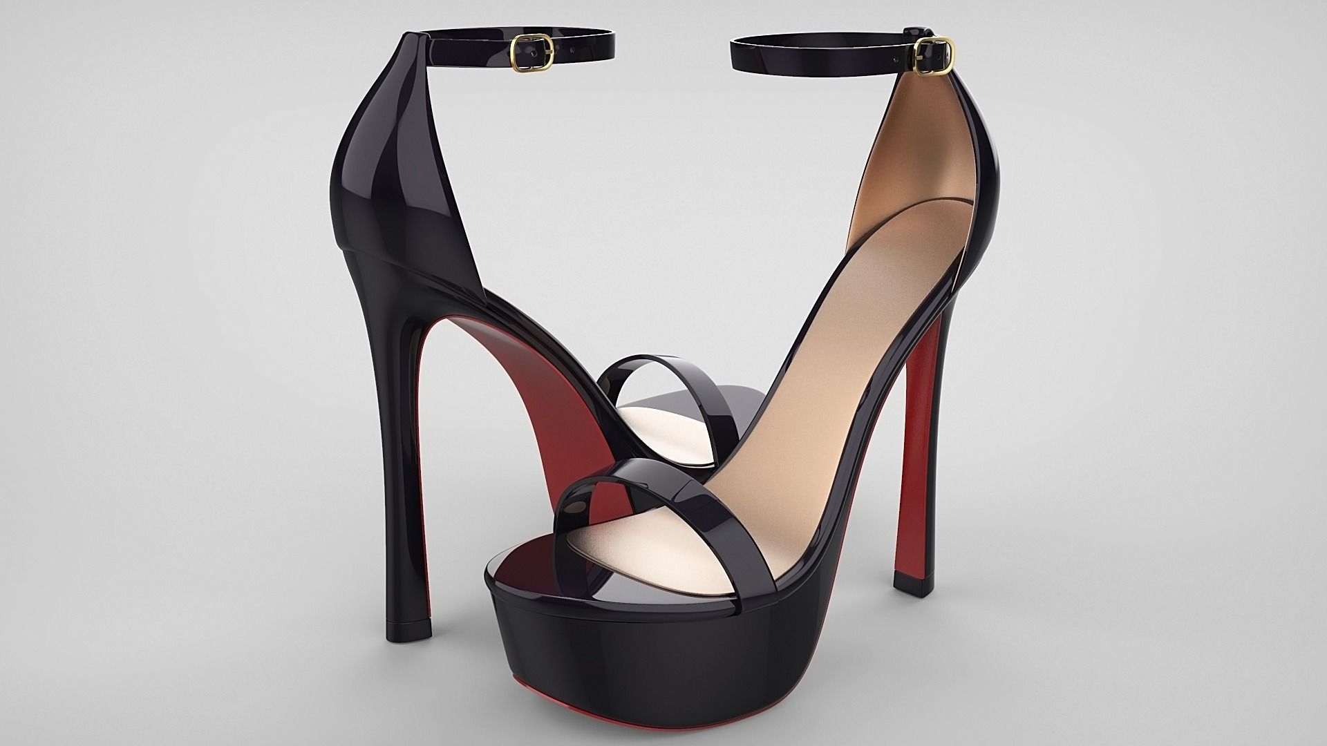 Beautiful Open Toe Ankle Strap High Heel Platform Sandals 3D model_31