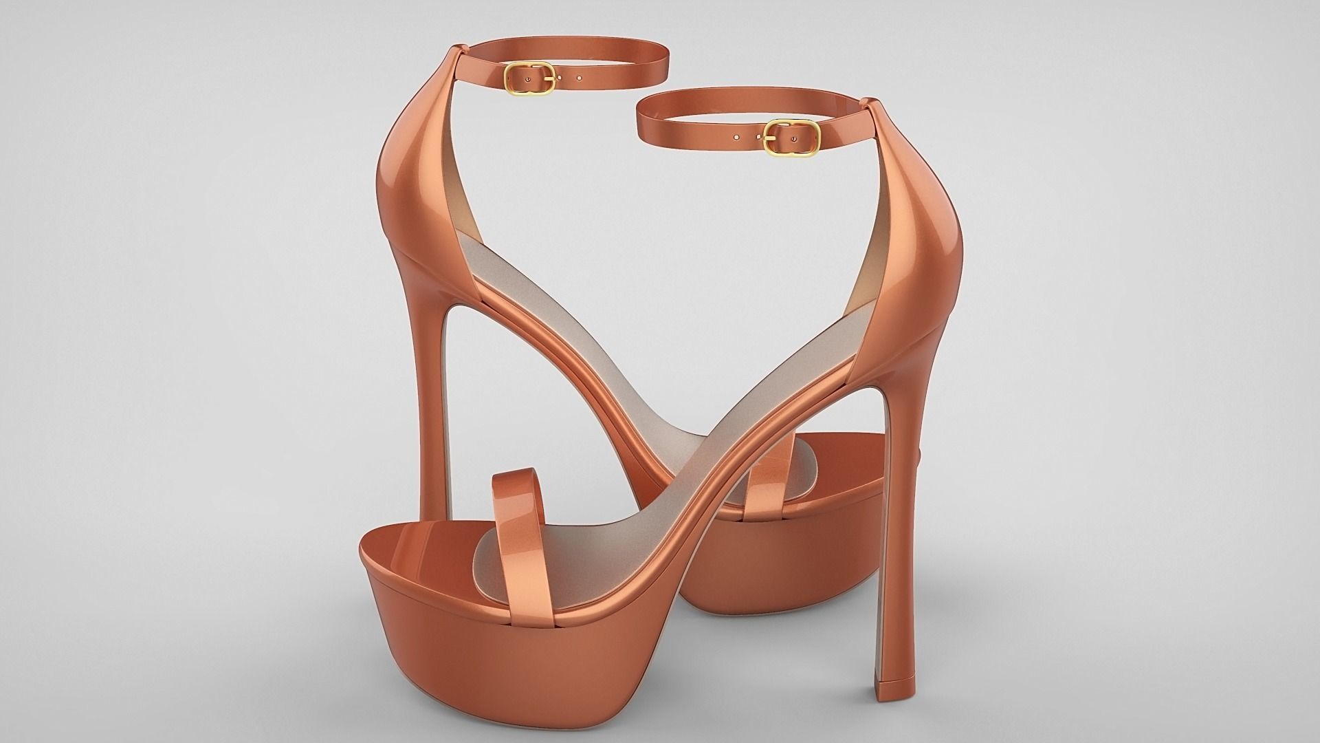 Beautiful Open Toe Ankle Strap High Heel Platform Sandals 3D model_73