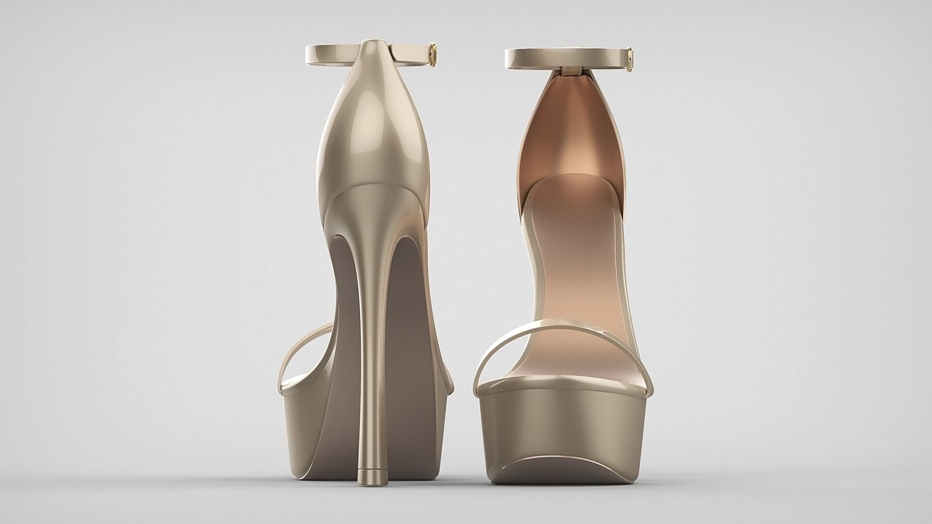 Beautiful Open Toe Ankle Strap High Heel Platform Sandals 3D model_69