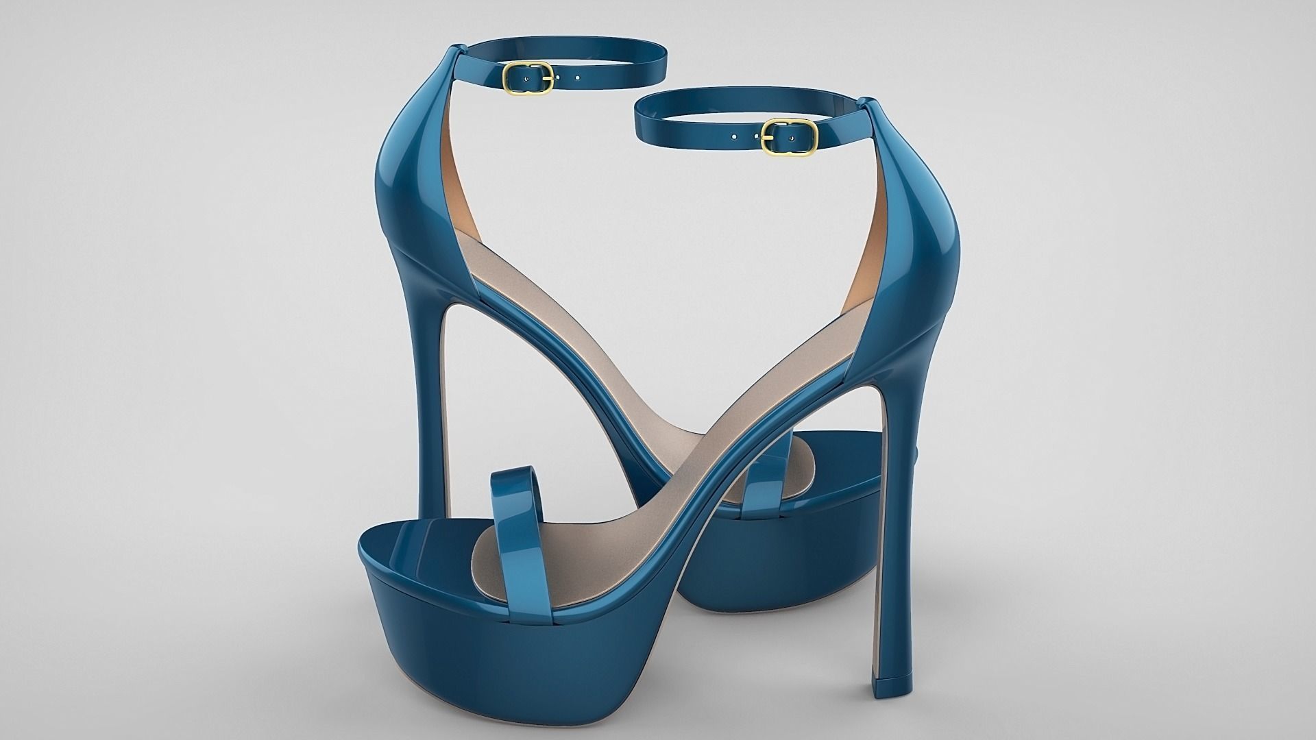 Beautiful Open Toe Ankle Strap High Heel Platform Sandals 3D model_40