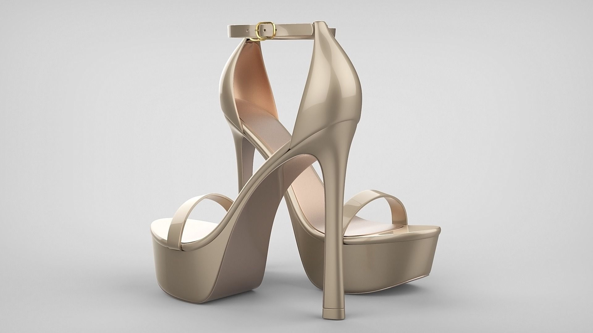 Beautiful Open Toe Ankle Strap High Heel Platform Sandals 3D model_68