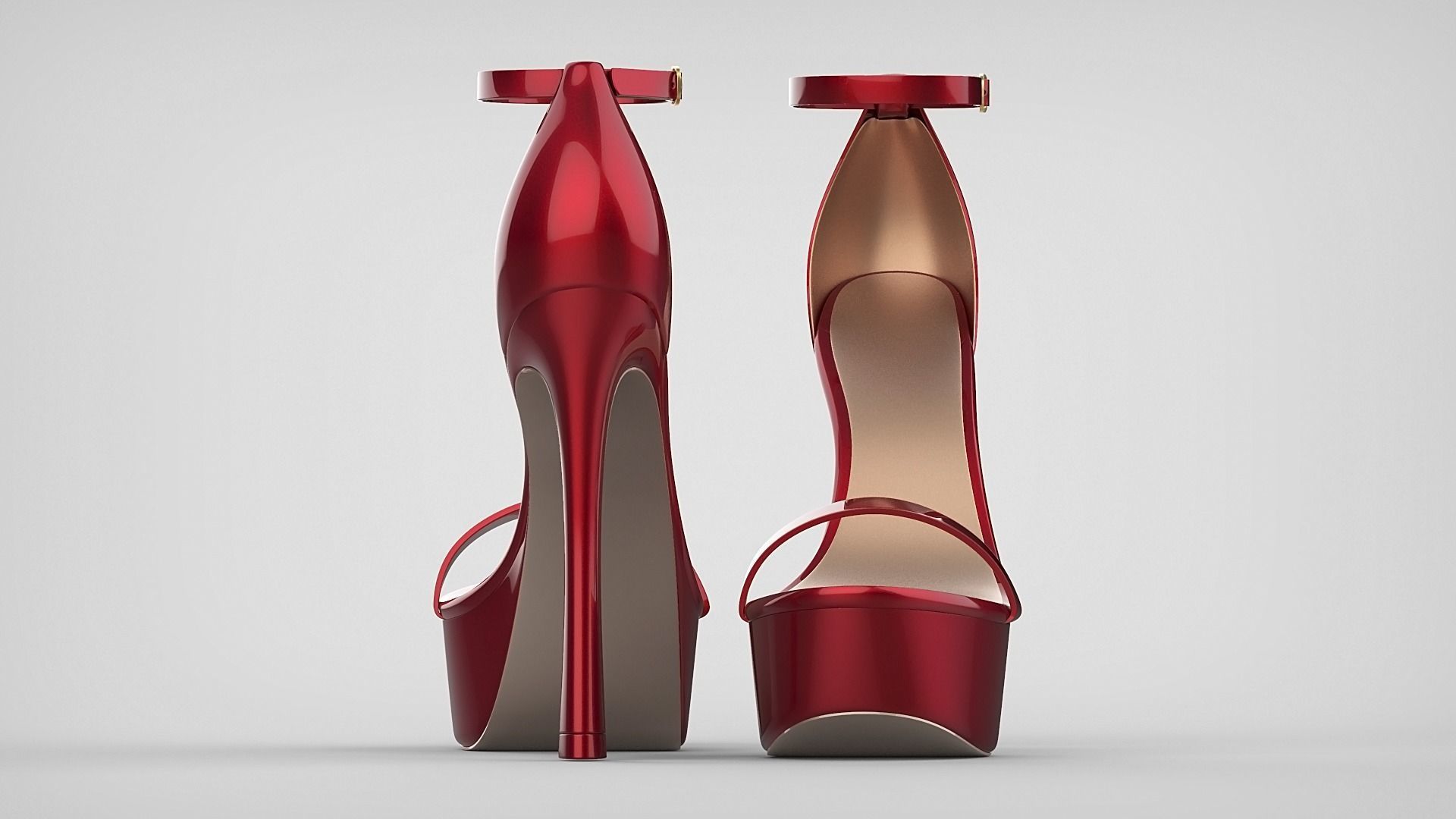 Beautiful Open Toe Ankle Strap High Heel Platform Sandals 3D model_51