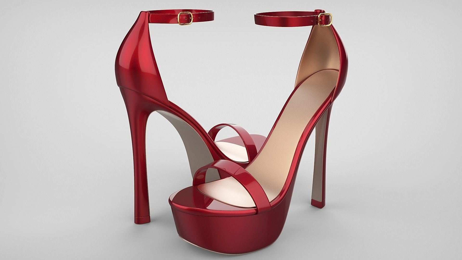 Beautiful Open Toe Ankle Strap High Heel Platform Sandals 3D model_47