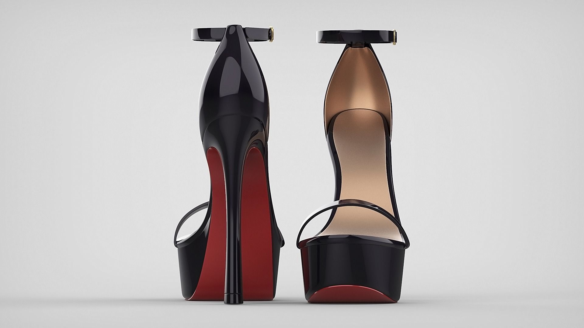 Beautiful Open Toe Ankle Strap High Heel Platform Sandals 3D model_35