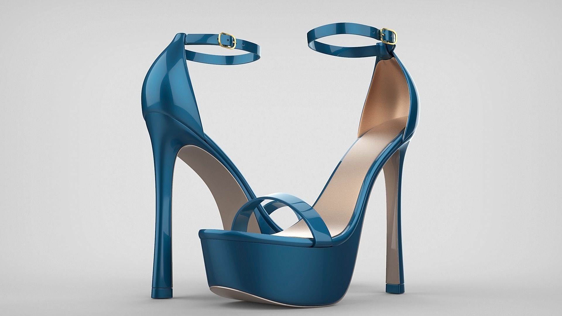 Beautiful Open Toe Ankle Strap High Heel Platform Sandals 3D model_39