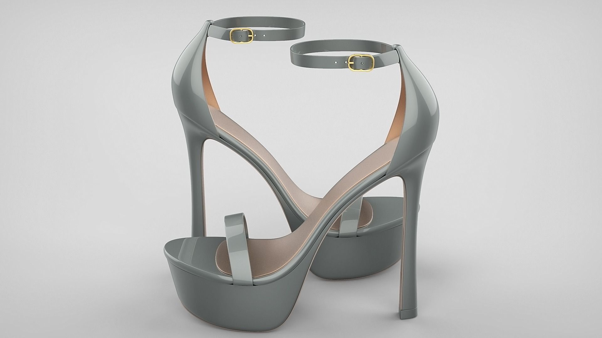 Beautiful Open Toe Ankle Strap High Heel Platform Sandals 3D model_2