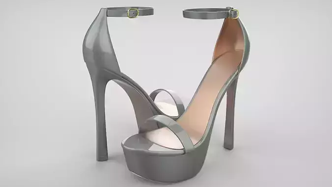 Beautiful Open Toe Ankle Strap High Heel Platform Sandals 3D model