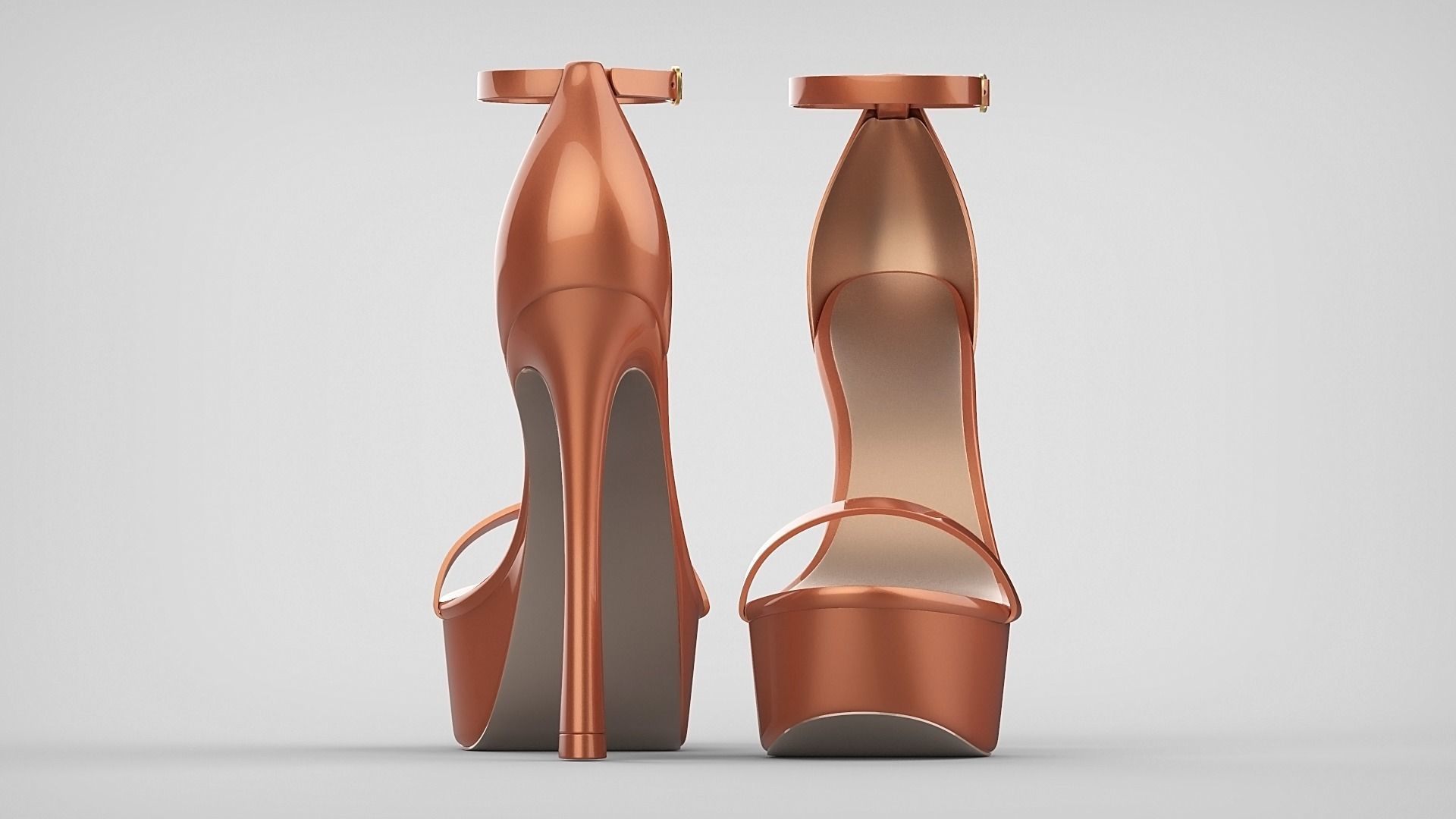 Beautiful Open Toe Ankle Strap High Heel Platform Sandals 3D model_75