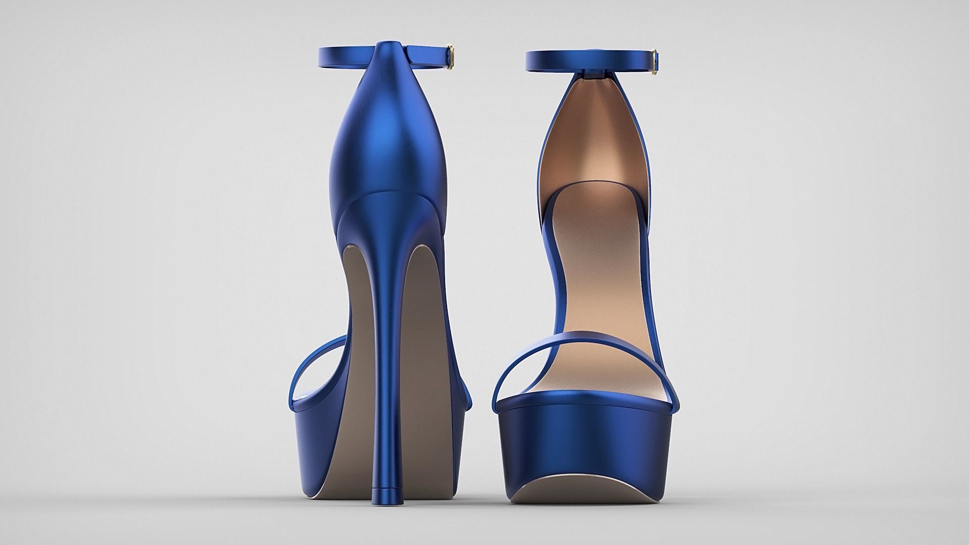 Beautiful Open Toe Ankle Strap High Heel Platform Sandals 3D model_63