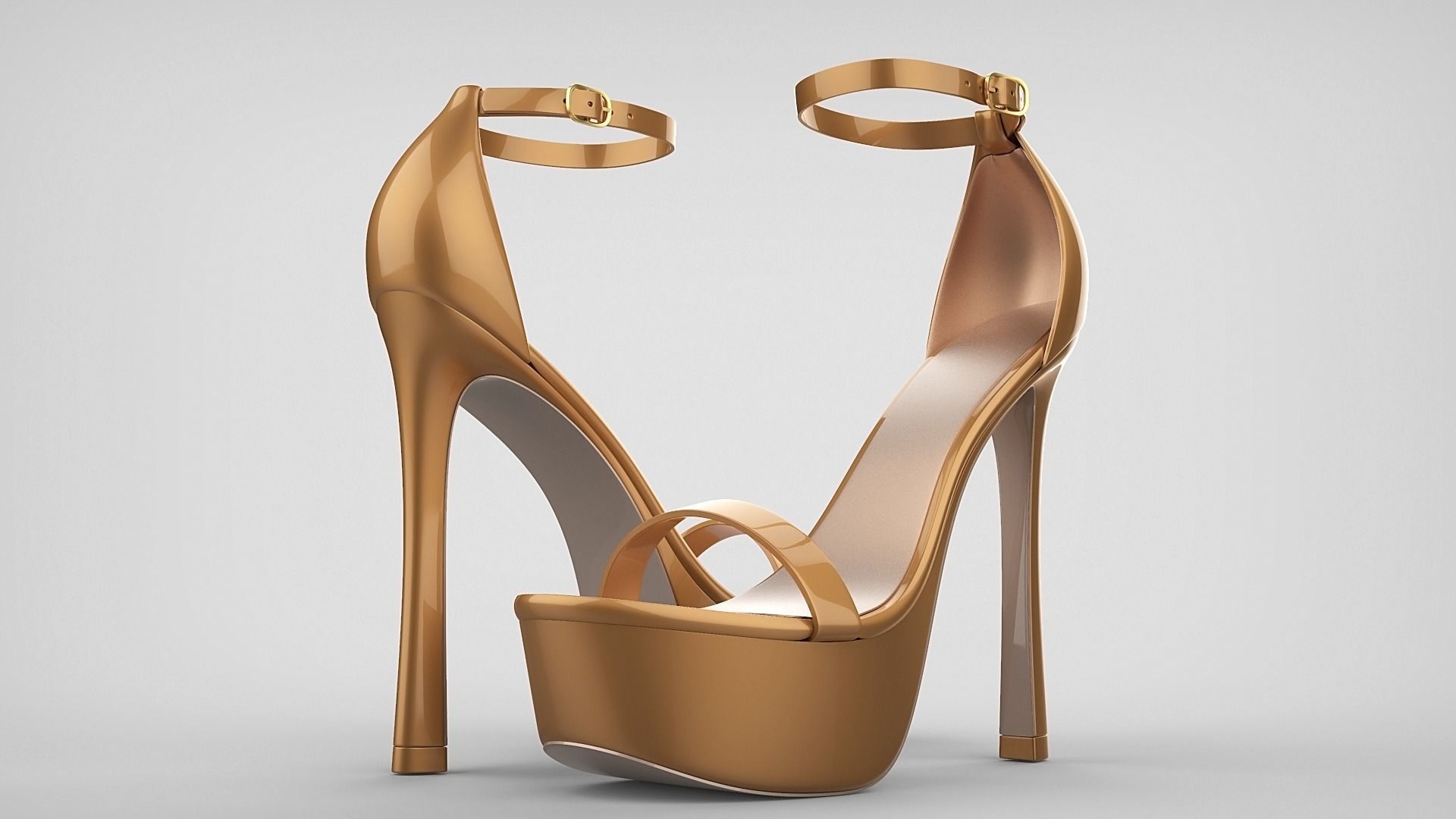 Beautiful Open Toe Ankle Strap High Heel Platform Sandals 3D model_54