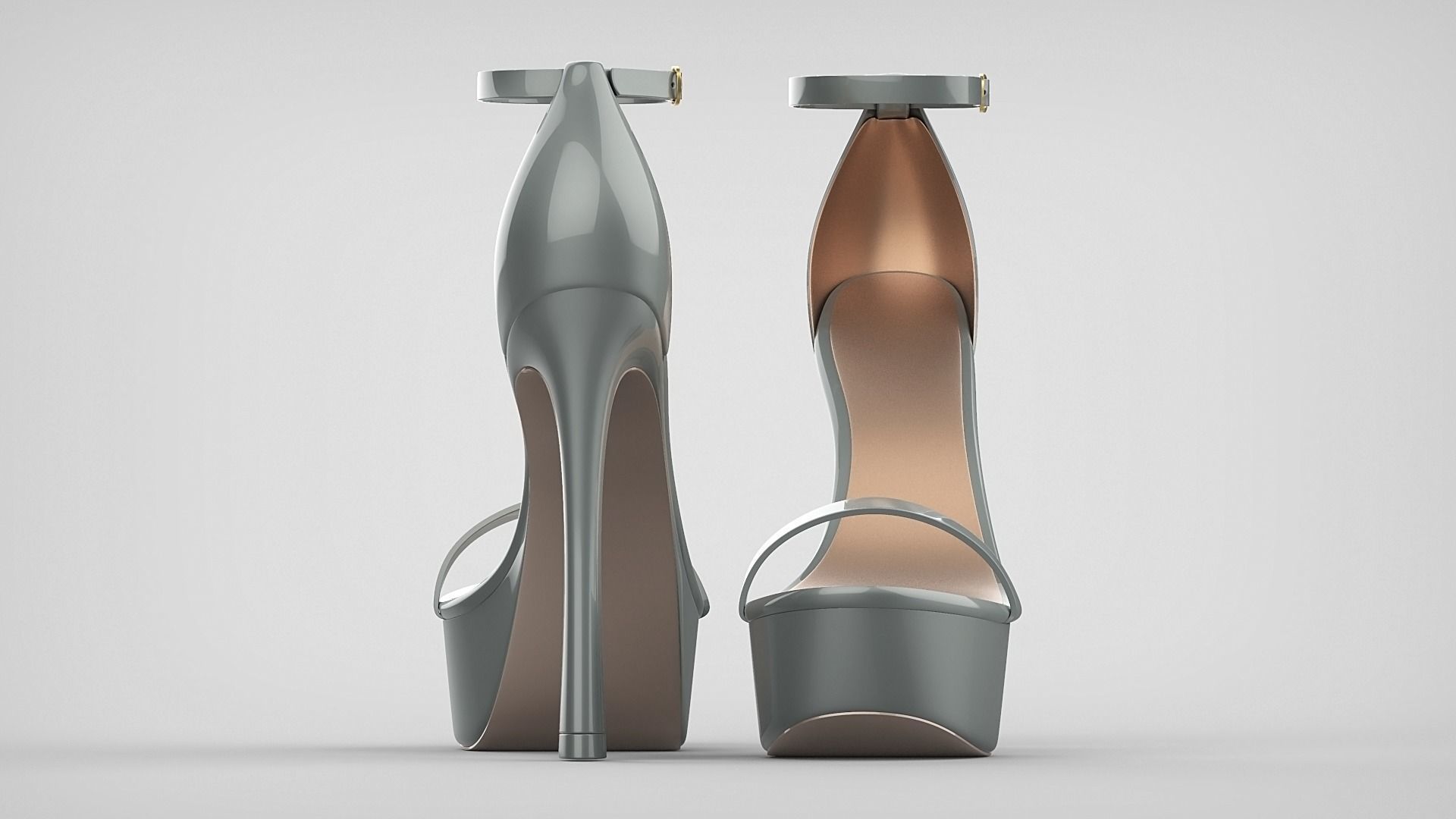 Beautiful Open Toe Ankle Strap High Heel Platform Sandals 3D model_4