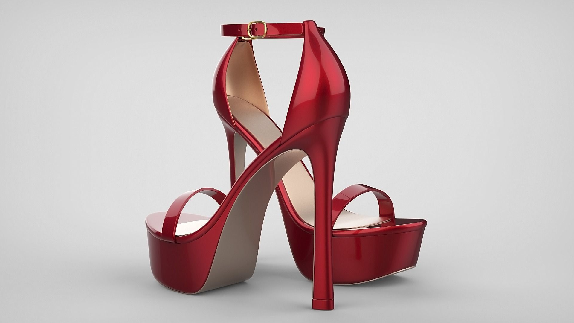 Beautiful Open Toe Ankle Strap High Heel Platform Sandals 3D model_50