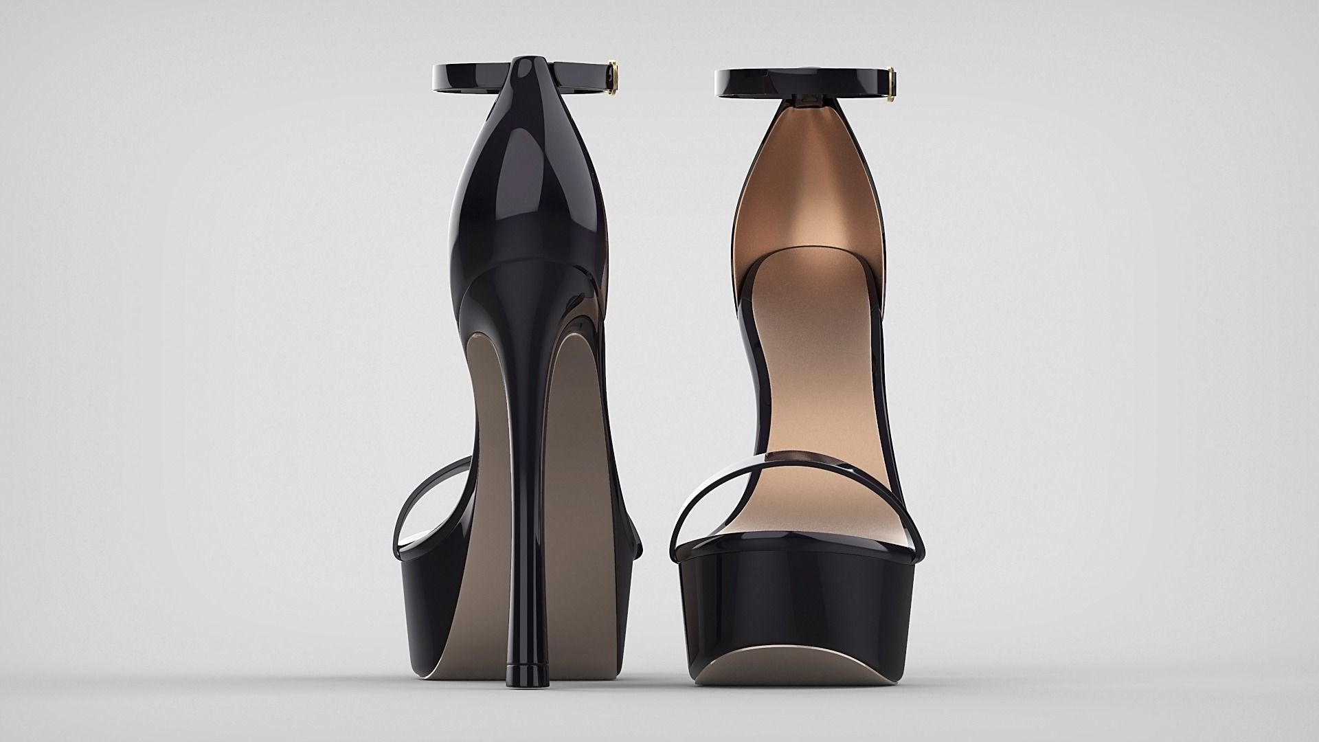 Beautiful Open Toe Ankle Strap High Heel Platform Sandals 3D model_15