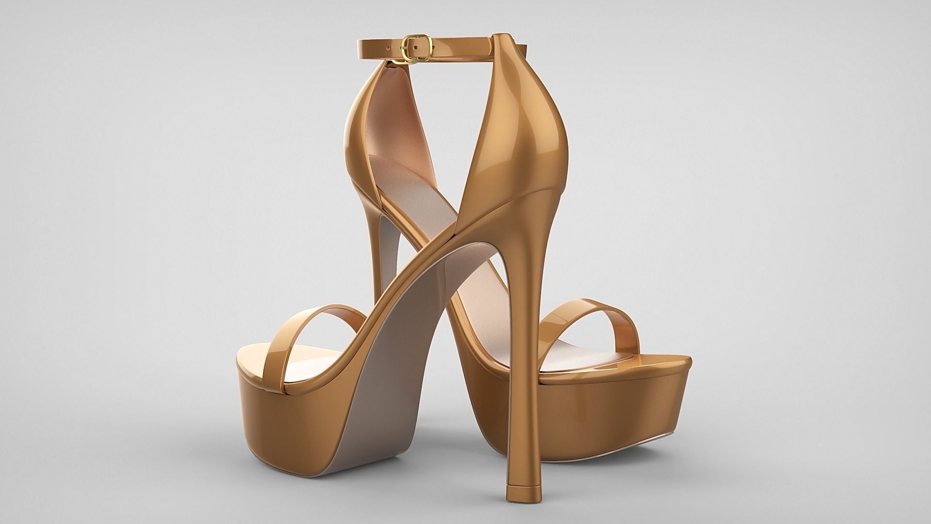 Beautiful Open Toe Ankle Strap High Heel Platform Sandals 3D model_56