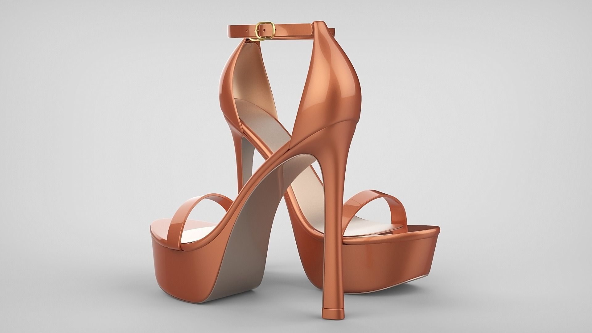 Beautiful Open Toe Ankle Strap High Heel Platform Sandals 3D model_74