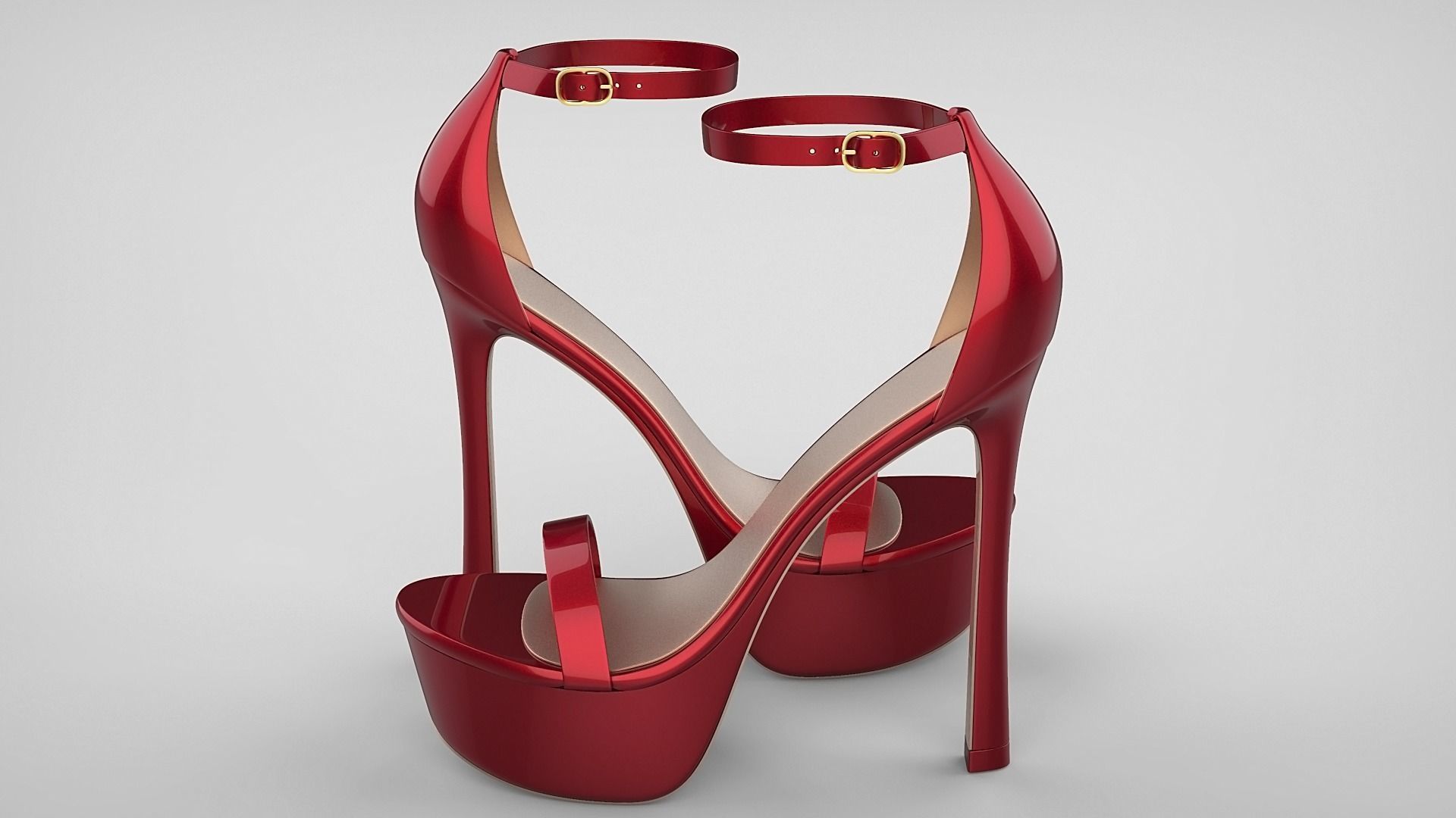 Beautiful Open Toe Ankle Strap High Heel Platform Sandals 3D model_49