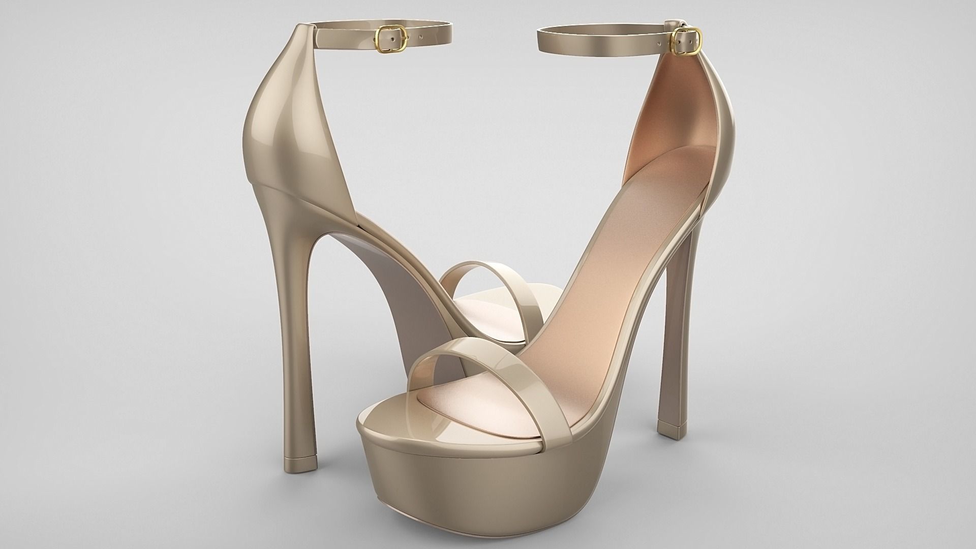 Beautiful Open Toe Ankle Strap High Heel Platform Sandals 3D model_65