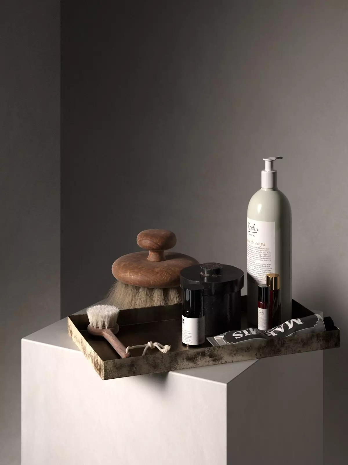 Tray with Body Care Products 2 3D model_0