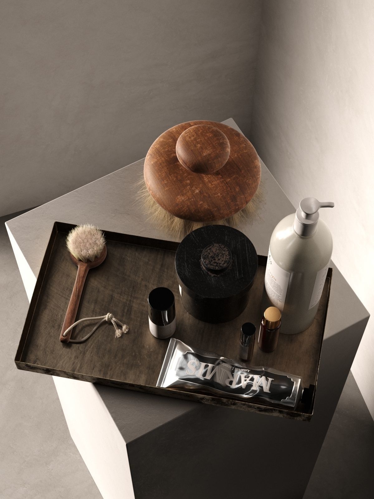 Tray with Body Care Products 2 3D model_2