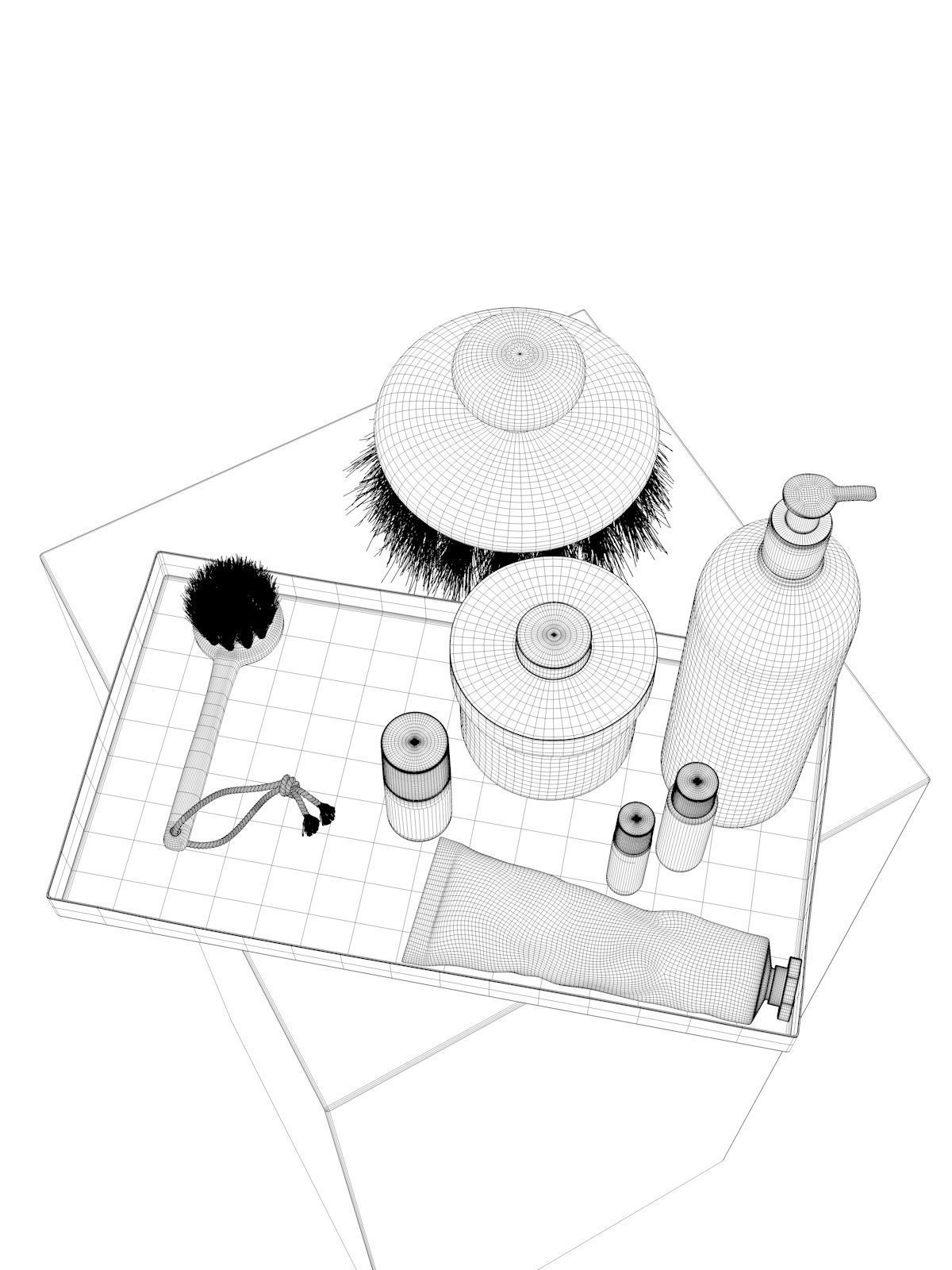 Tray with Body Care Products 2 3D model_4