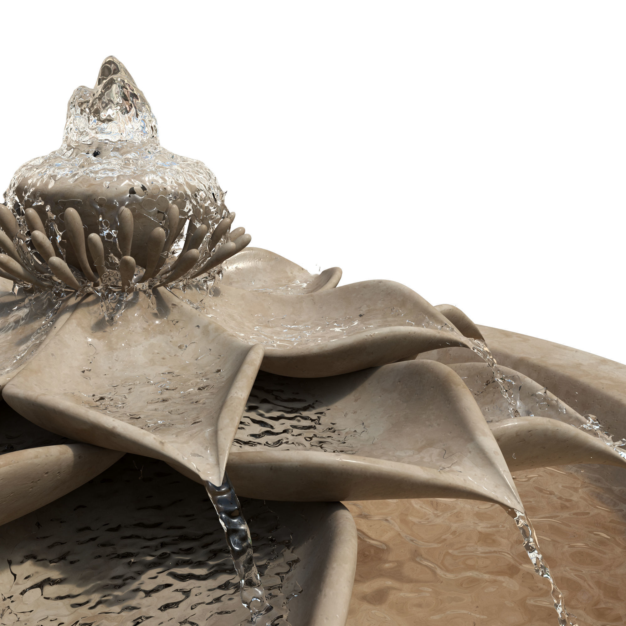 Lotus Flower Bowl Fountain 3D model_1