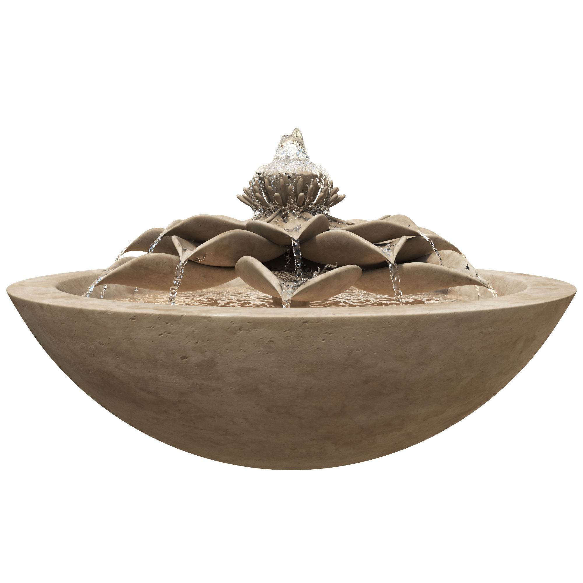 Lotus Flower Bowl Fountain 3D model_2