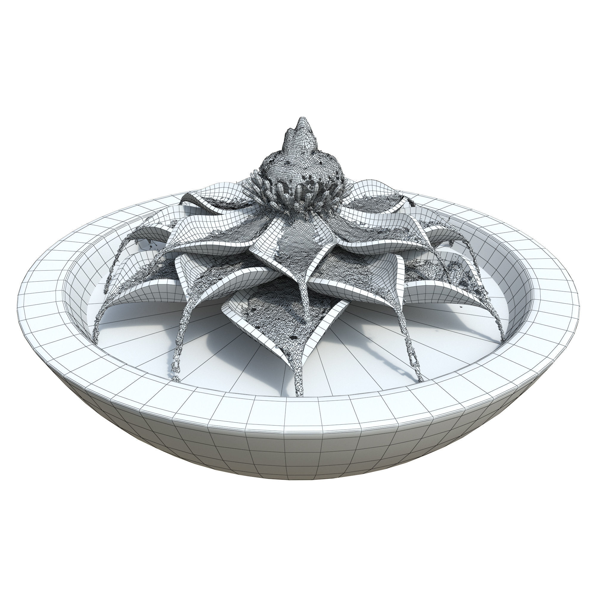Lotus Flower Bowl Fountain 3D model_4