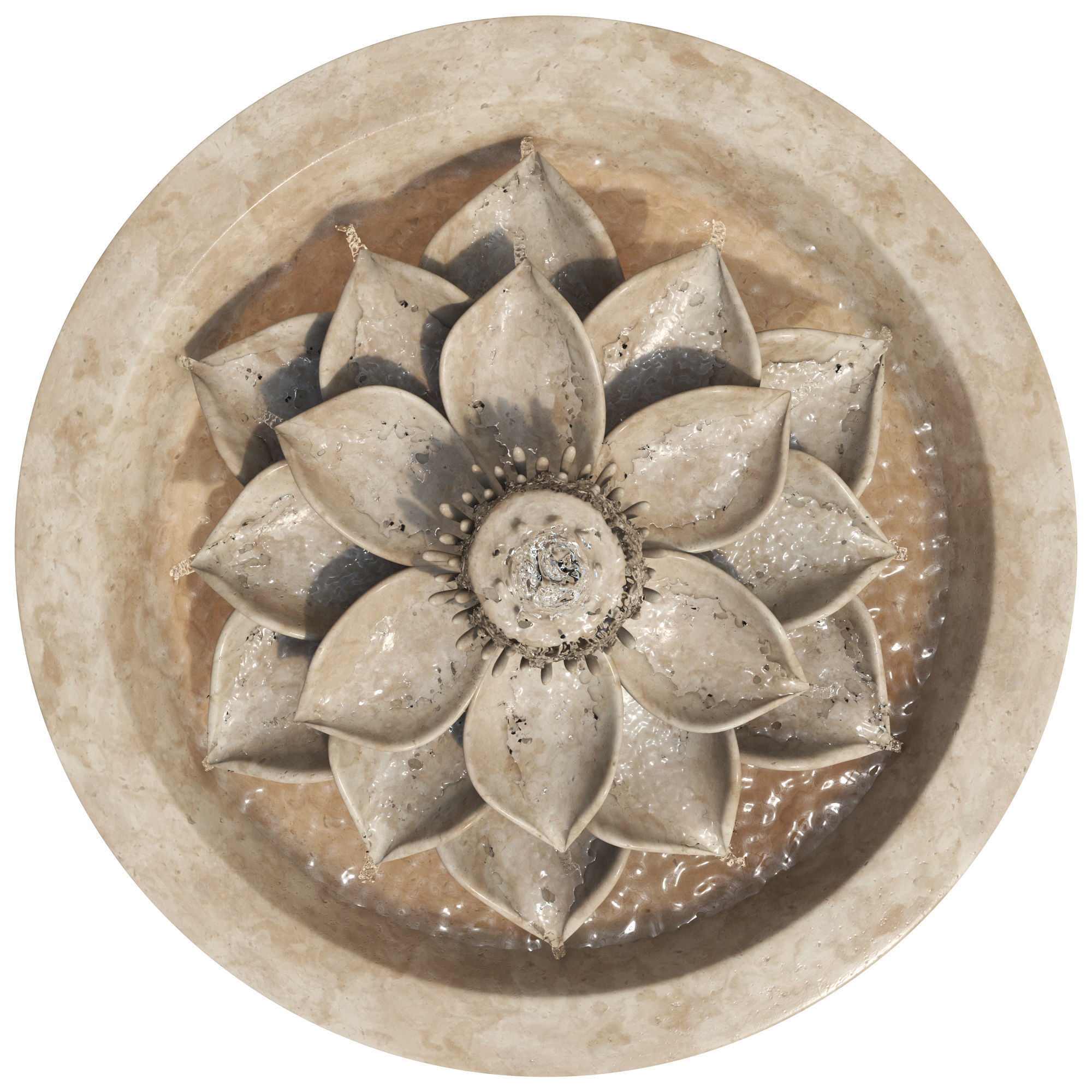 Lotus Flower Bowl Fountain 3D model_3