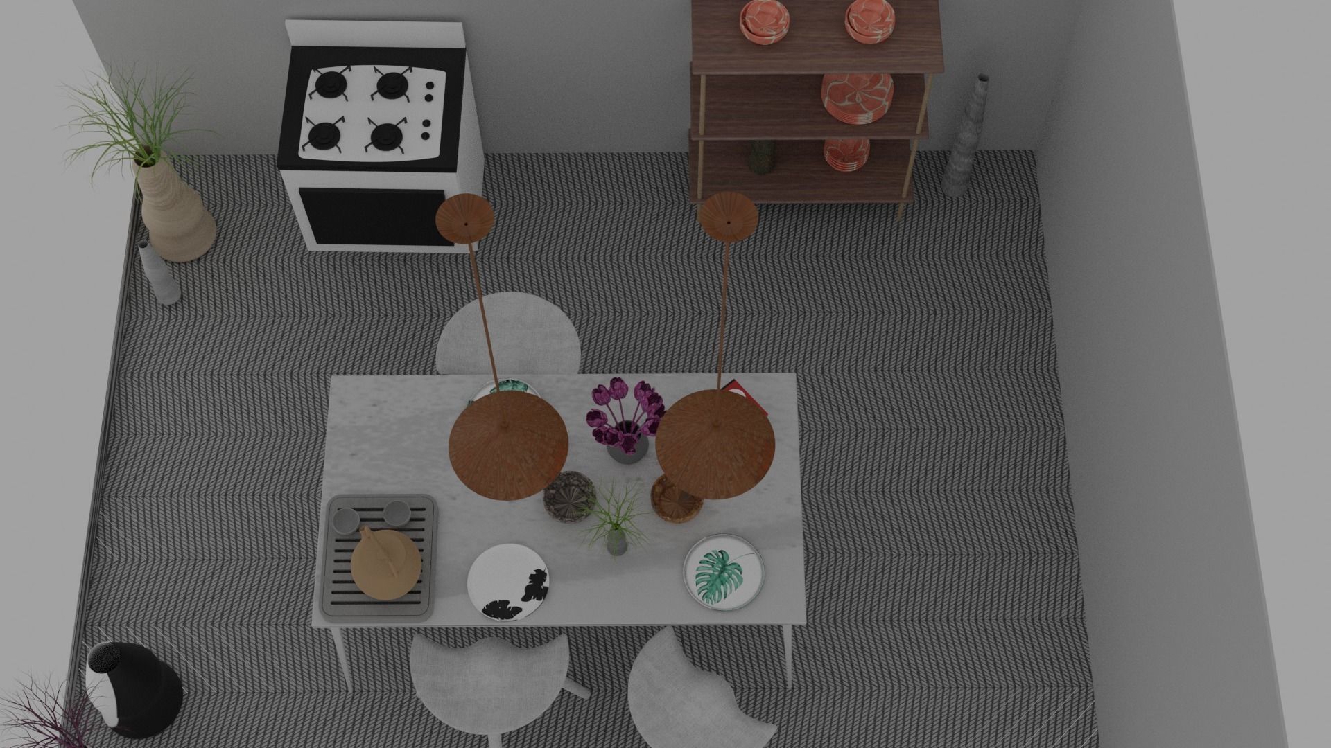 Kitchen and dining room 3D model_5