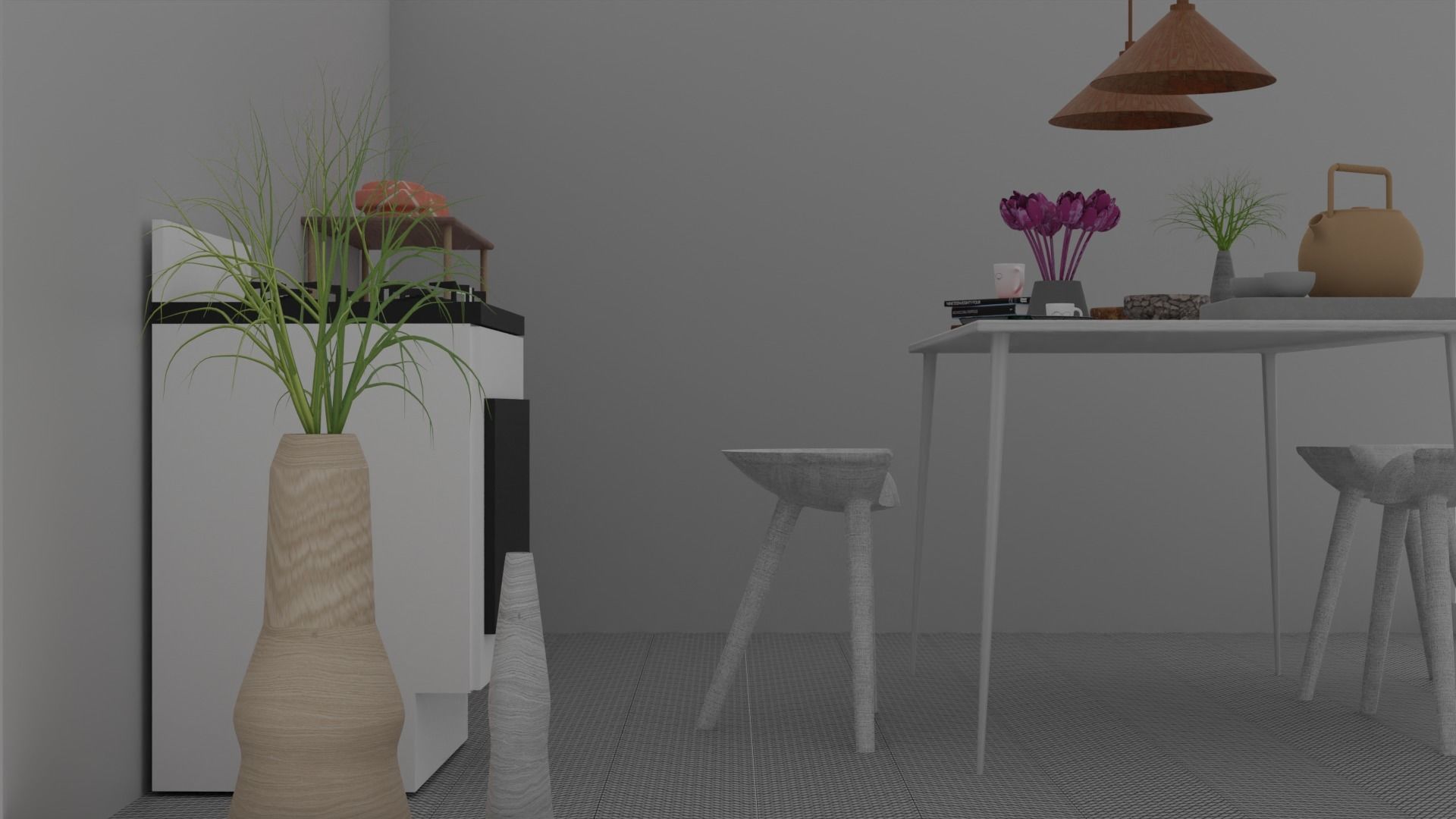 Kitchen and dining room 3D model_8