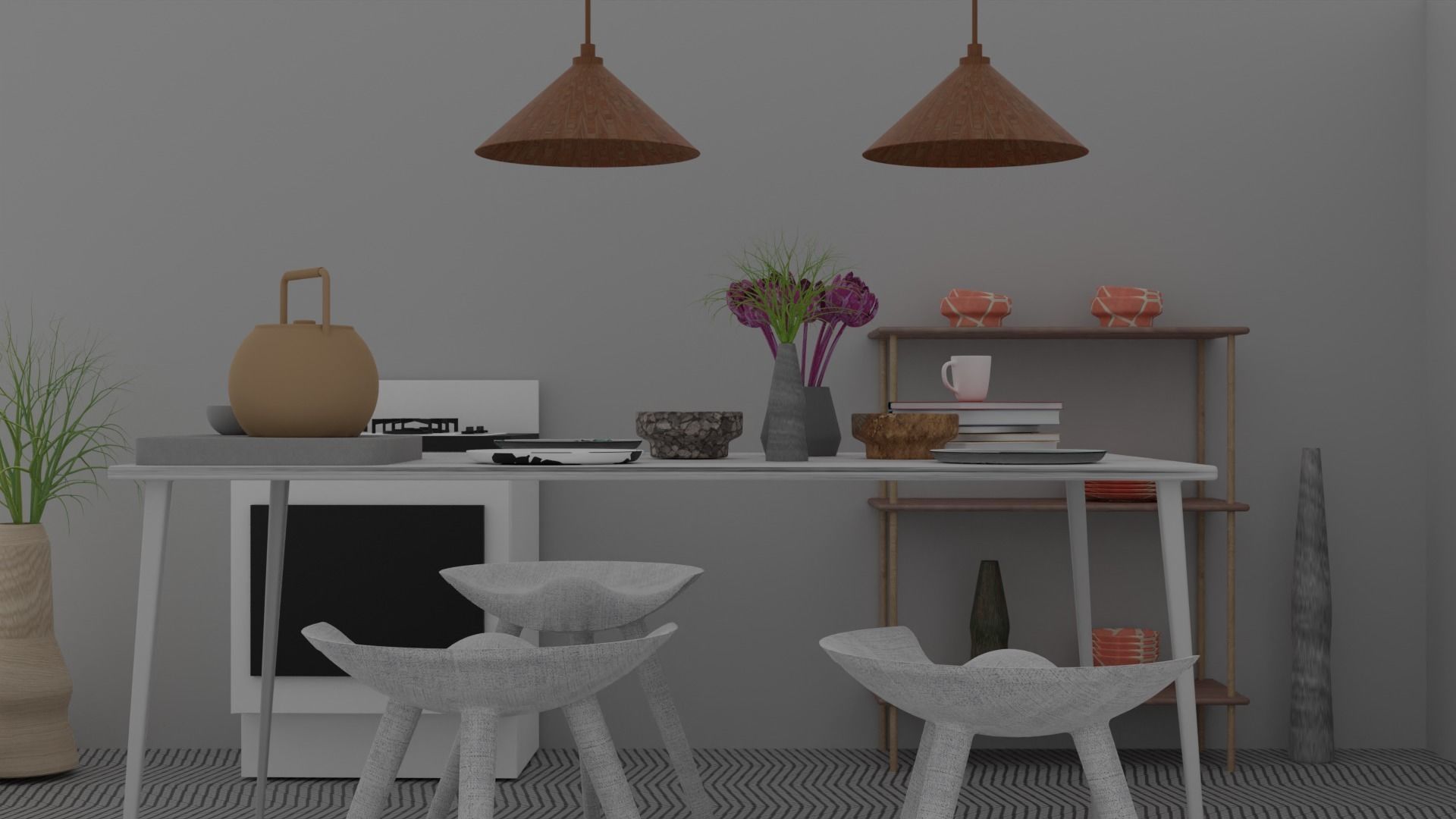 Kitchen and dining room 3D model_9