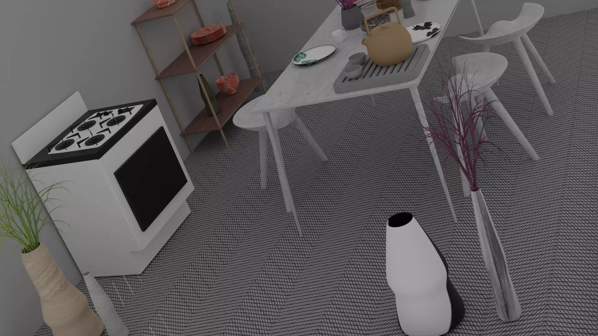 Kitchen and dining room 3D model_0