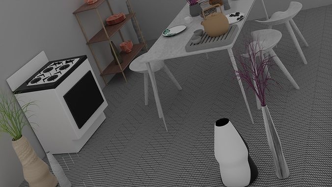 Kitchen and dining room 3D model
