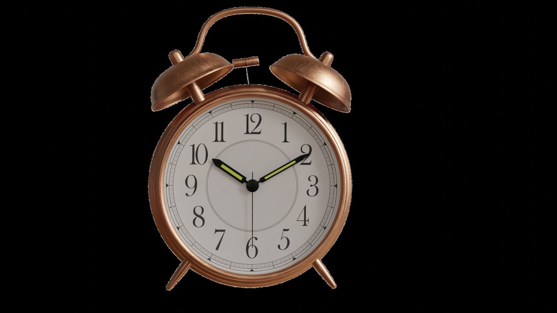 Vintage metallic Alarm Clock 3D model_1