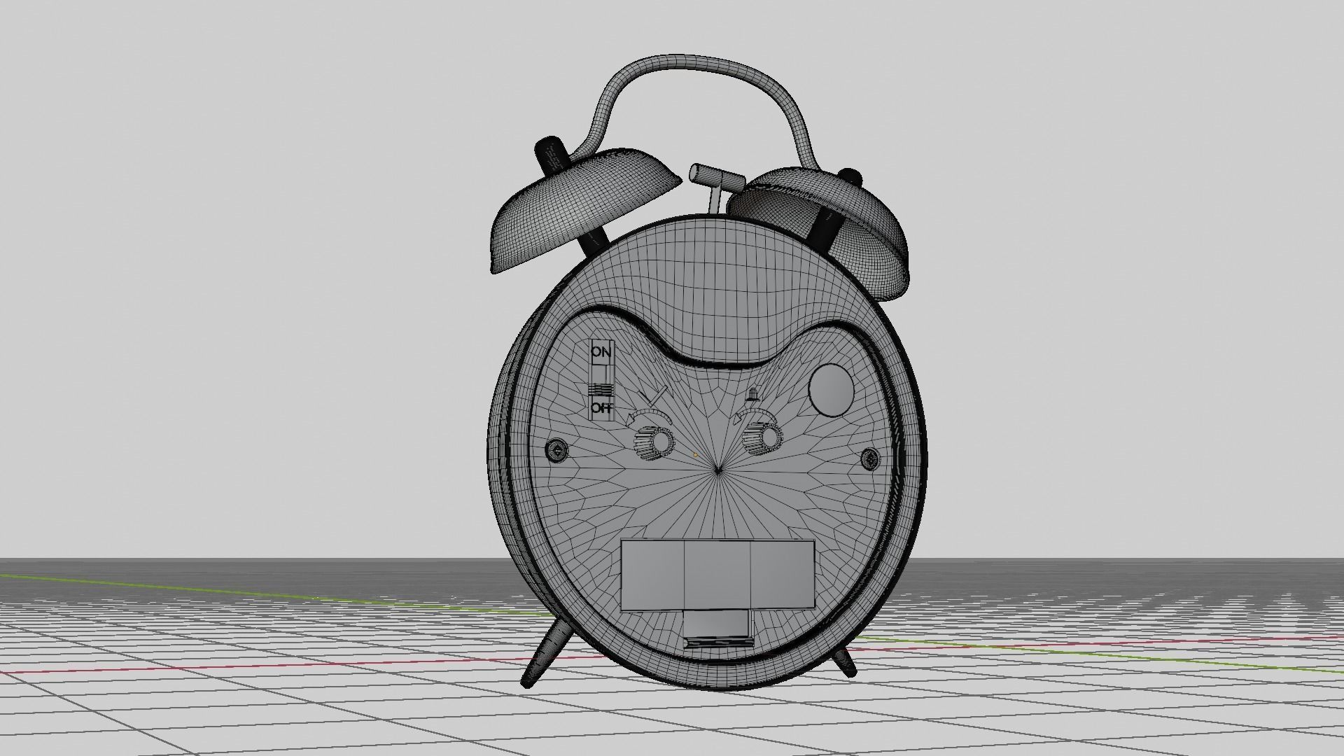 Vintage metallic Alarm Clock 3D model_8