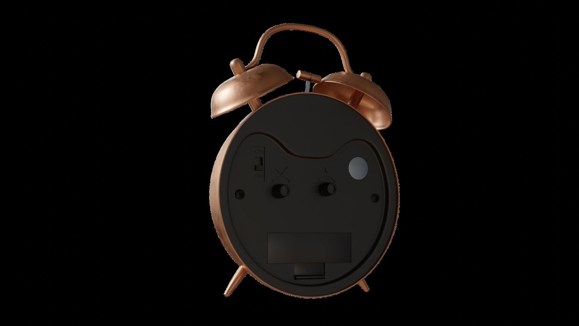 Vintage metallic Alarm Clock 3D model_3