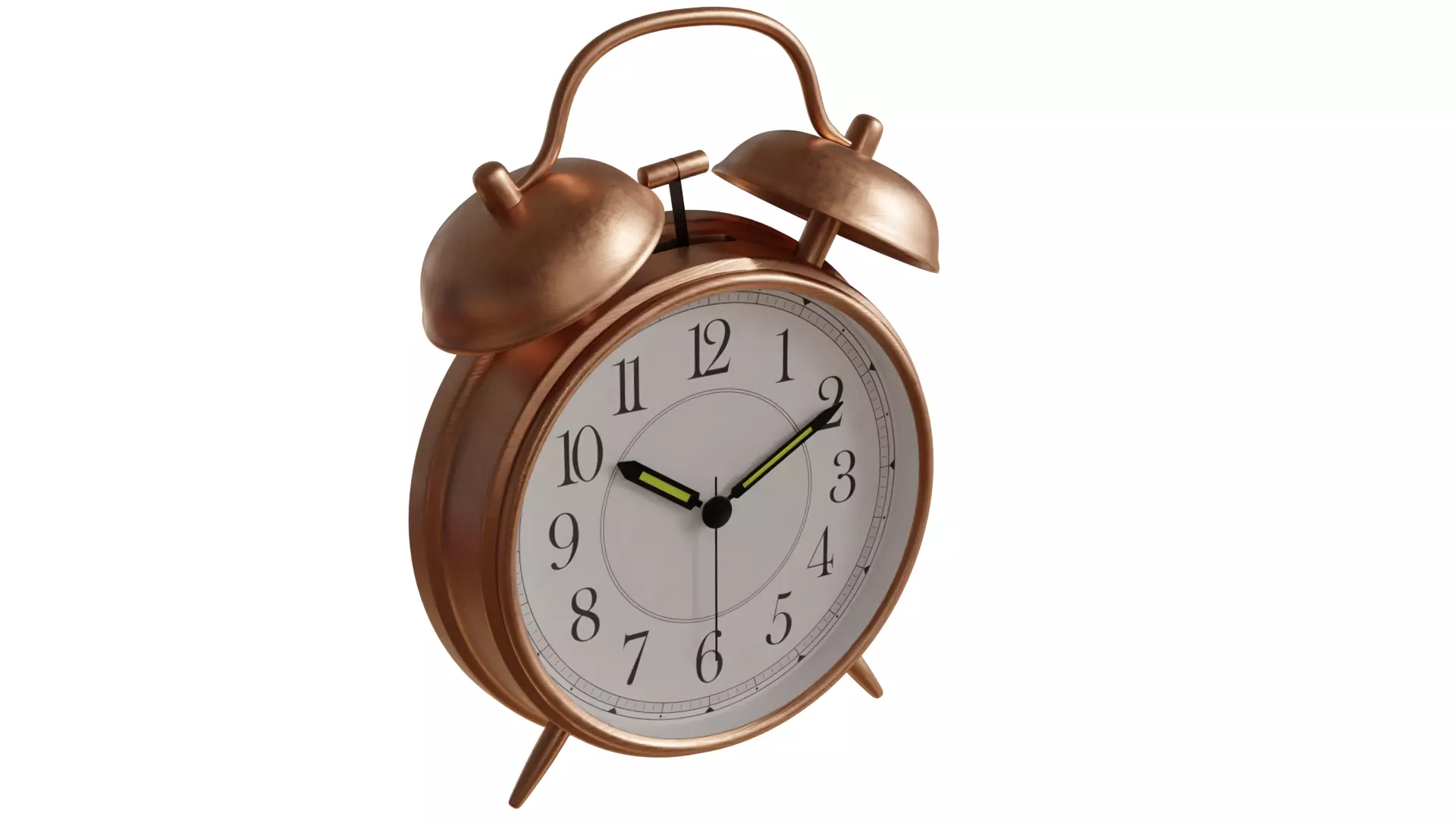 Vintage metallic Alarm Clock 3D model_0