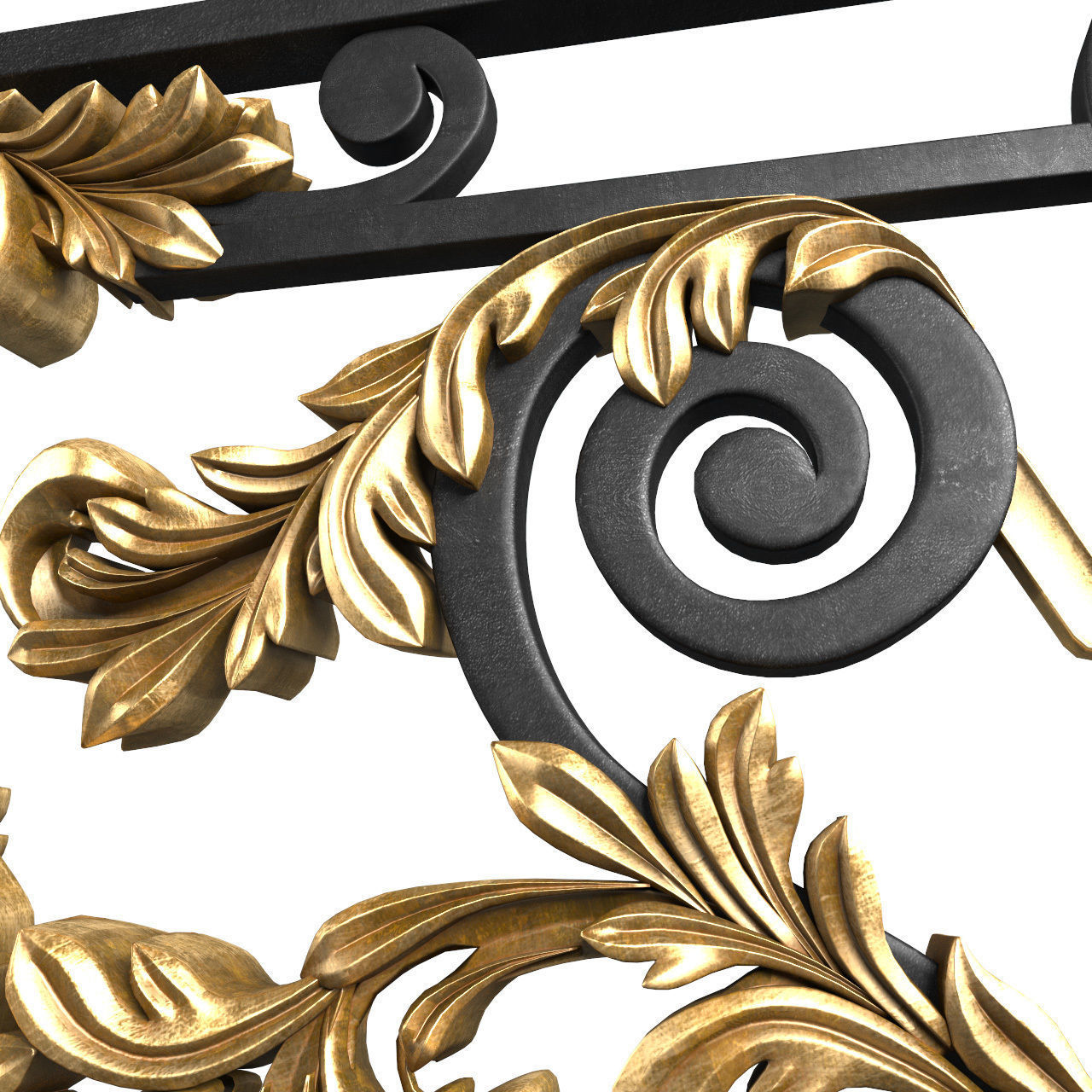 Classic Forged wrought Fence iron railing 3D model_3