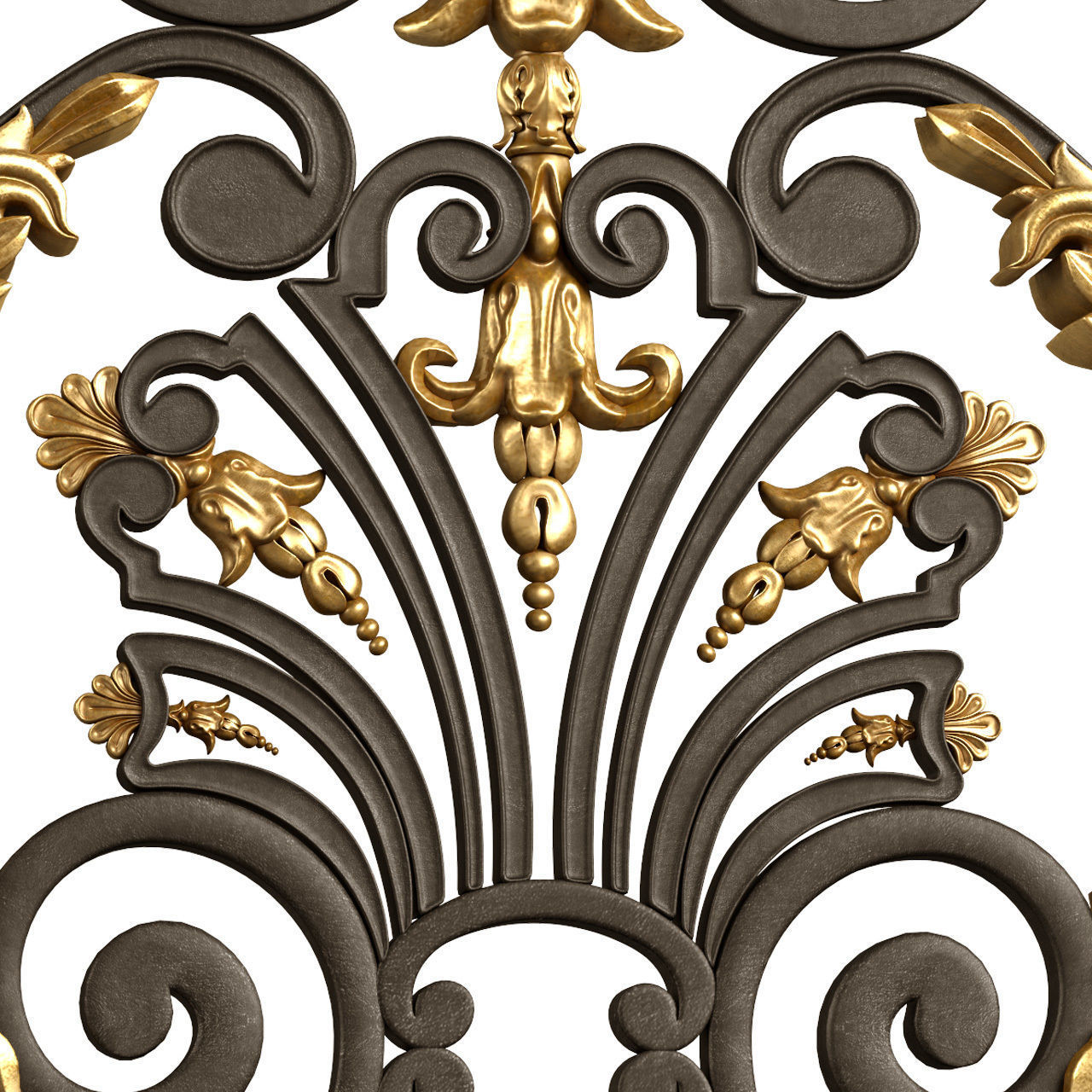 Classic Forged wrought Fence iron railing 3D model_2