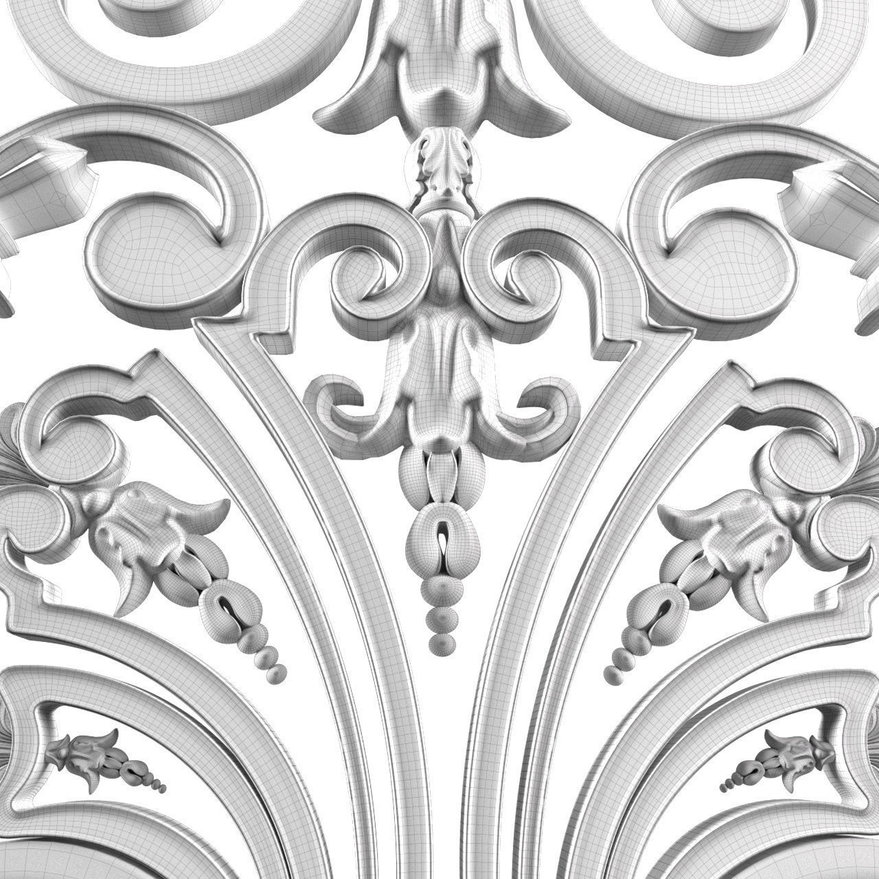 Classic Forged wrought Fence iron railing 3D model_5