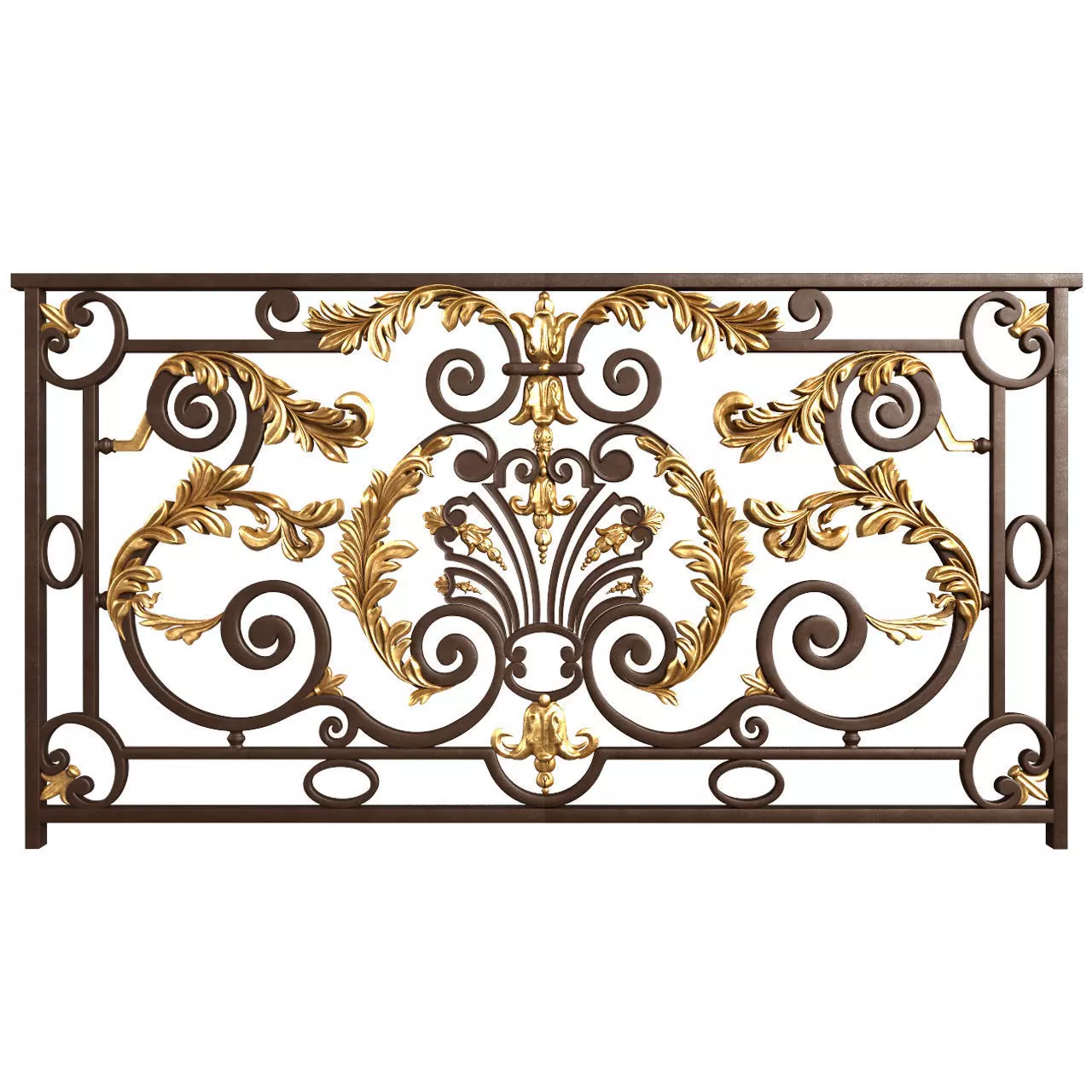 Classic Forged wrought Fence iron railing 3D model_0