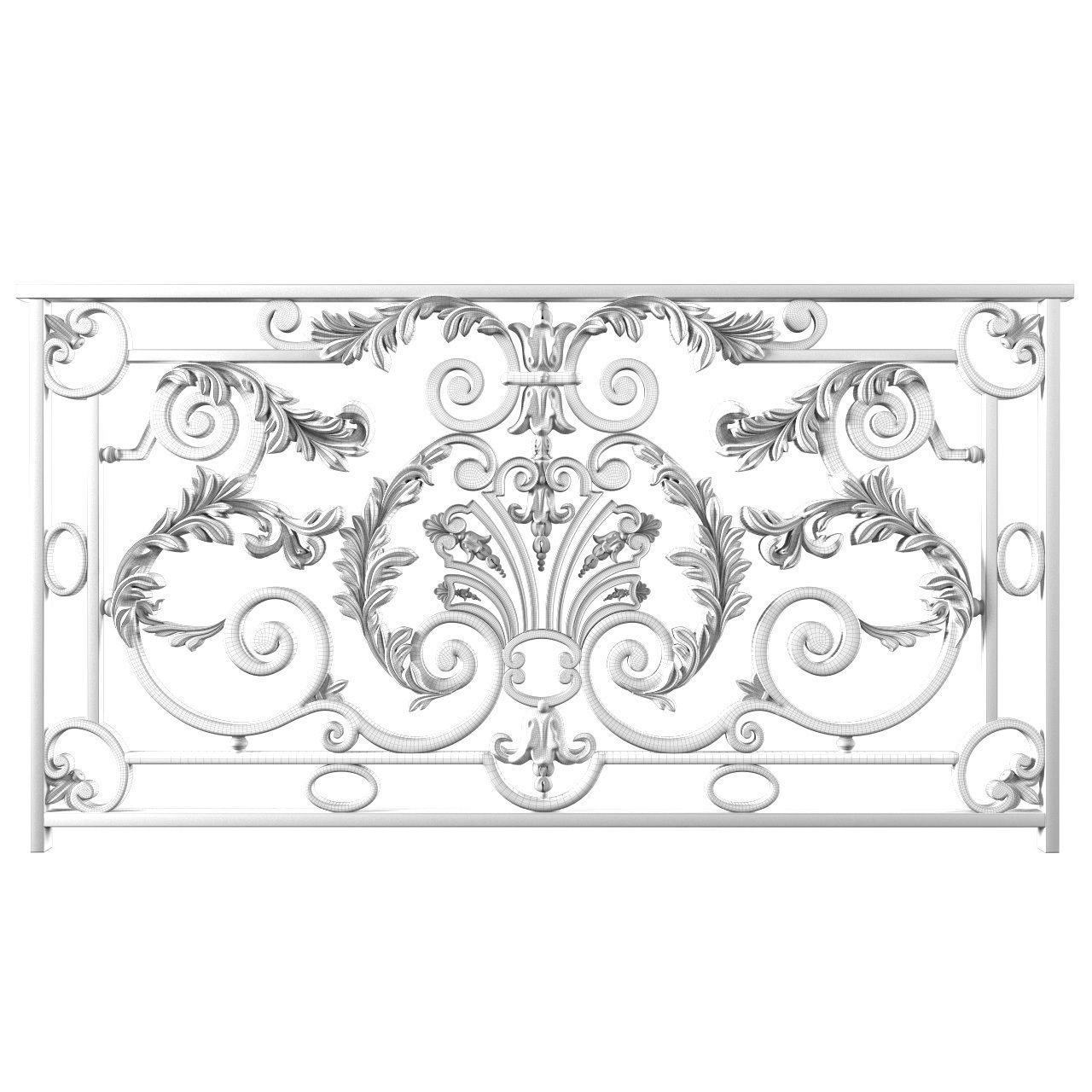 Classic Forged wrought Fence iron railing 3D model_4