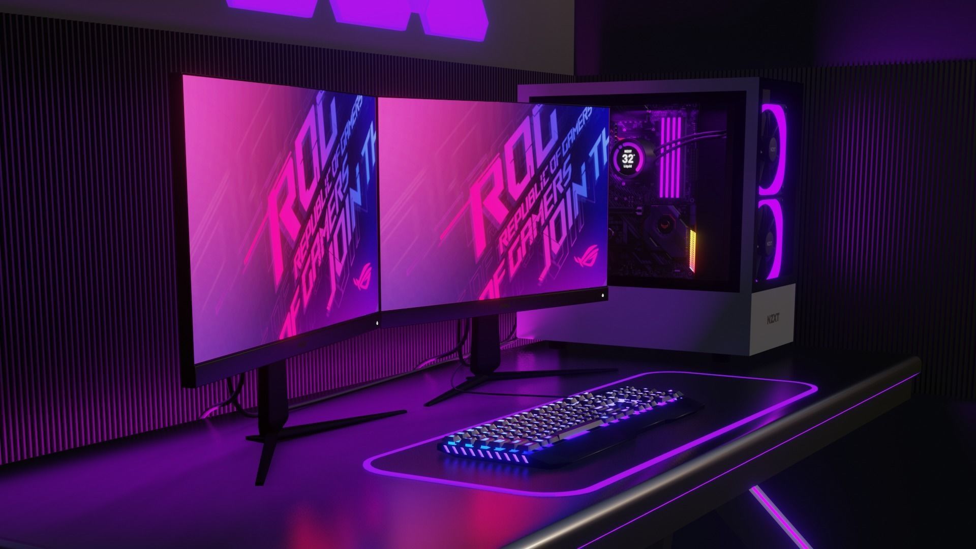 Gaming PC Setup NZXT 3D model_2