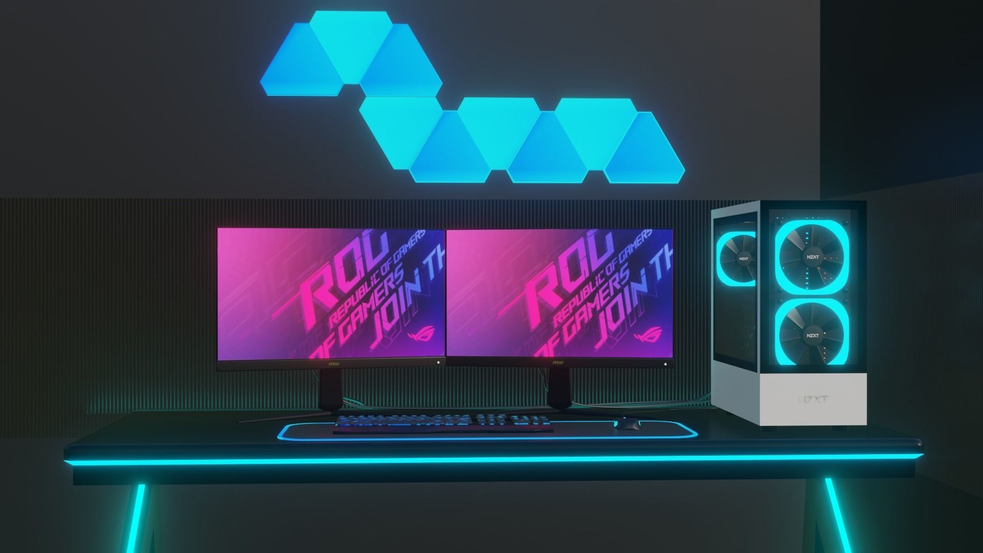 Gaming PC Setup NZXT 3D model_7
