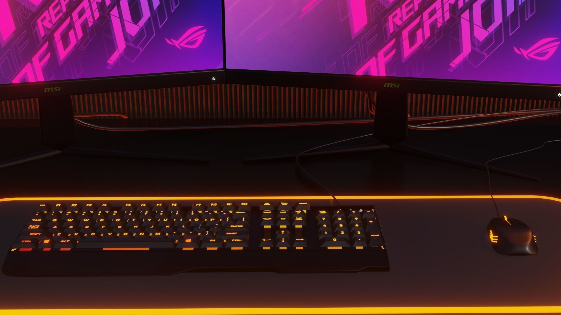 Gaming PC Setup NZXT 3D model_5