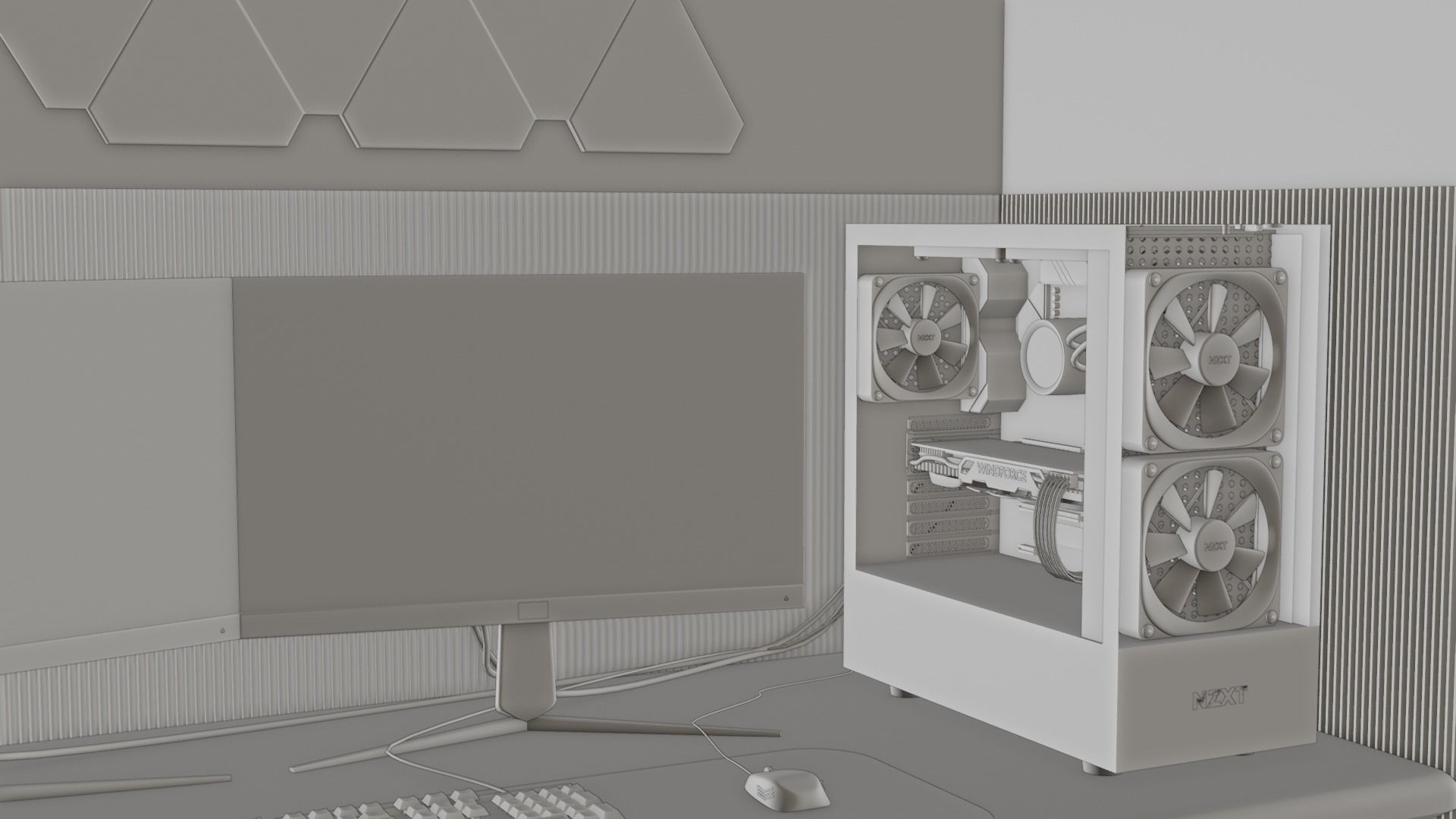 Gaming PC Setup NZXT 3D model_17